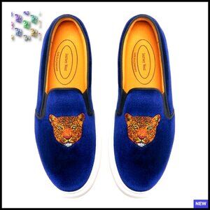 Velvet Sneakers with Embroidery Slip-On Platform Comfortable Work Shoes